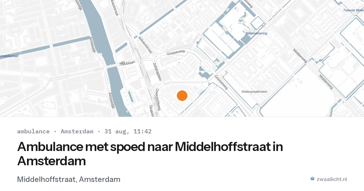 Ambulance met spoed naar Middelhoffstraat in Amsterdam — 31 aug 2026