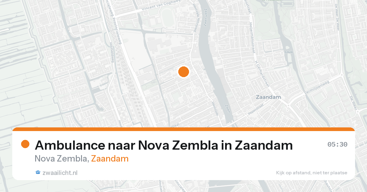Ambulance naar Nova Zembla in Zaandam — 18 aug 2026