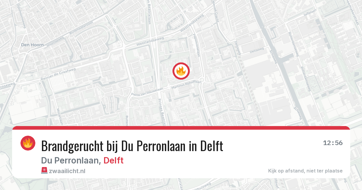 Brandgerucht bij Du Perronlaan in Delft — 12 jun 2026