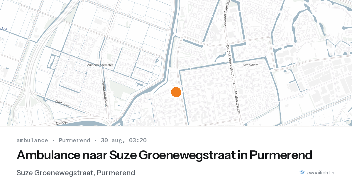Ambulance naar Suze Groenewegstraat in Purmerend — 30 aug 2026
