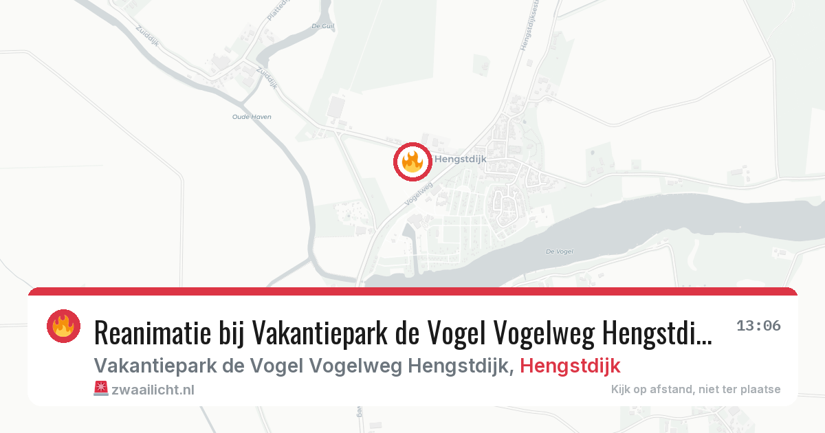 Reanimatie bij Vakantiepark de Vogel Vogelweg Hengstdijk in Hengstdijk — 15 mei 2026