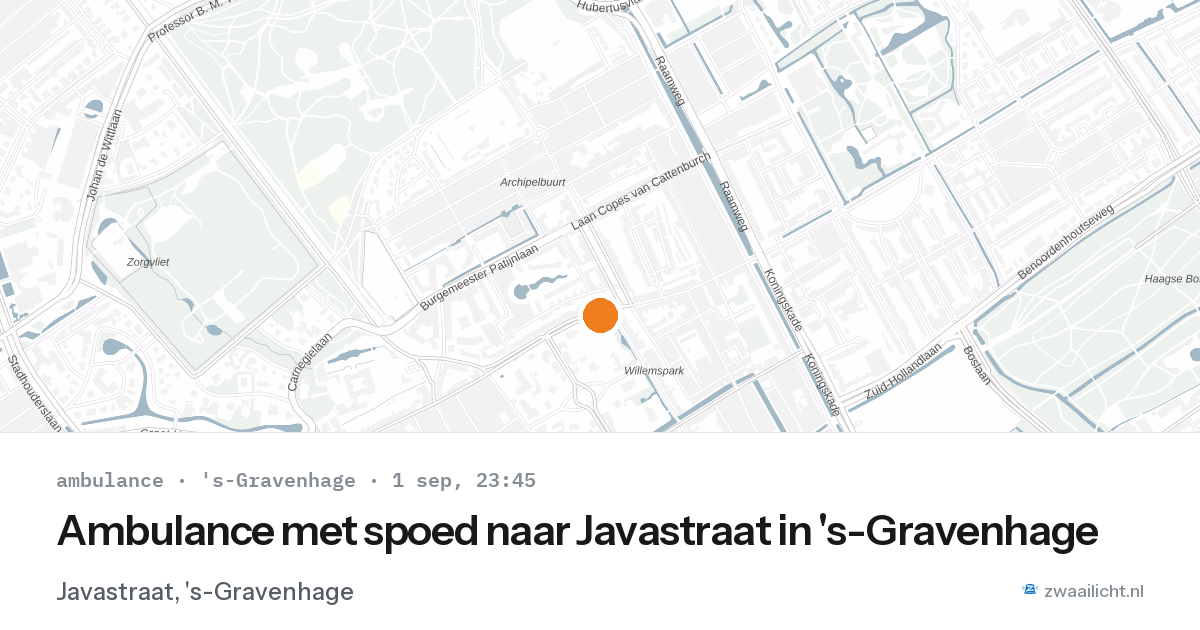 Ambulance met spoed naar Javastraat in 's-Gravenhage — 1 sep 2026