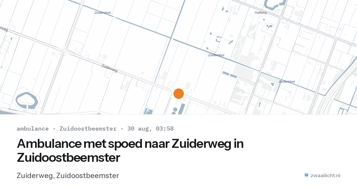 Ambulance met spoed naar Zuiderweg in Zuidoostbeemster — 30 aug 2026