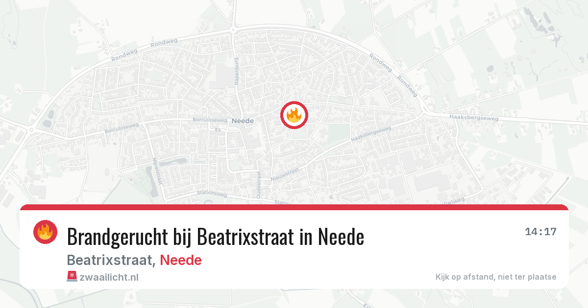 Brandgerucht bij Beatrixstraat in Neede — 17 mei 2026
