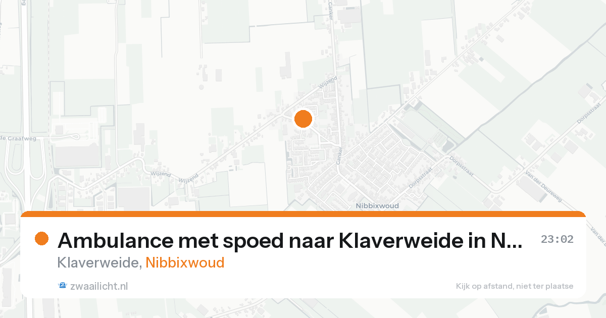 Ambulance met spoed naar Klaverweide in Nibbixwoud — 17 aug 2026