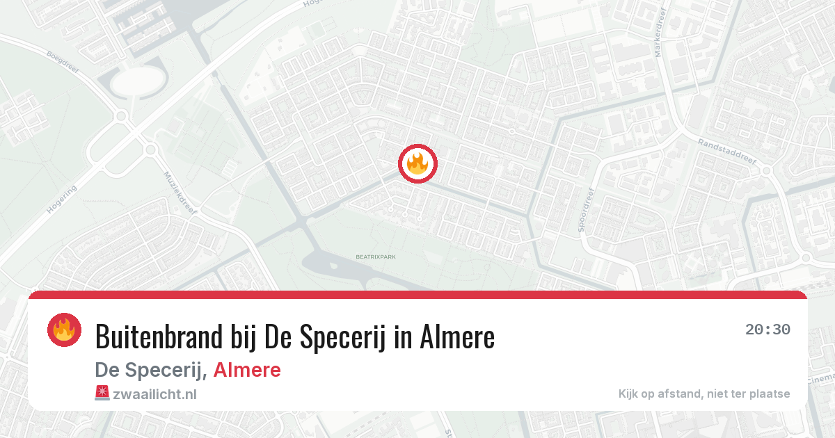 Buitenbrand bij De Specerij in Almere — 25 jul 2026