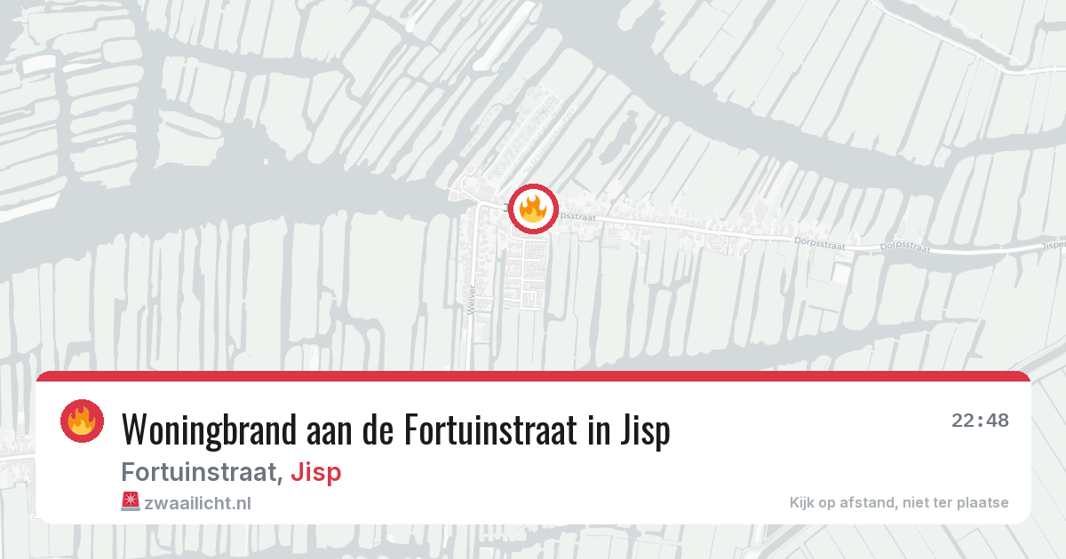 Woningbrand aan de Fortuinstraat in Jisp — 20 jun 2026