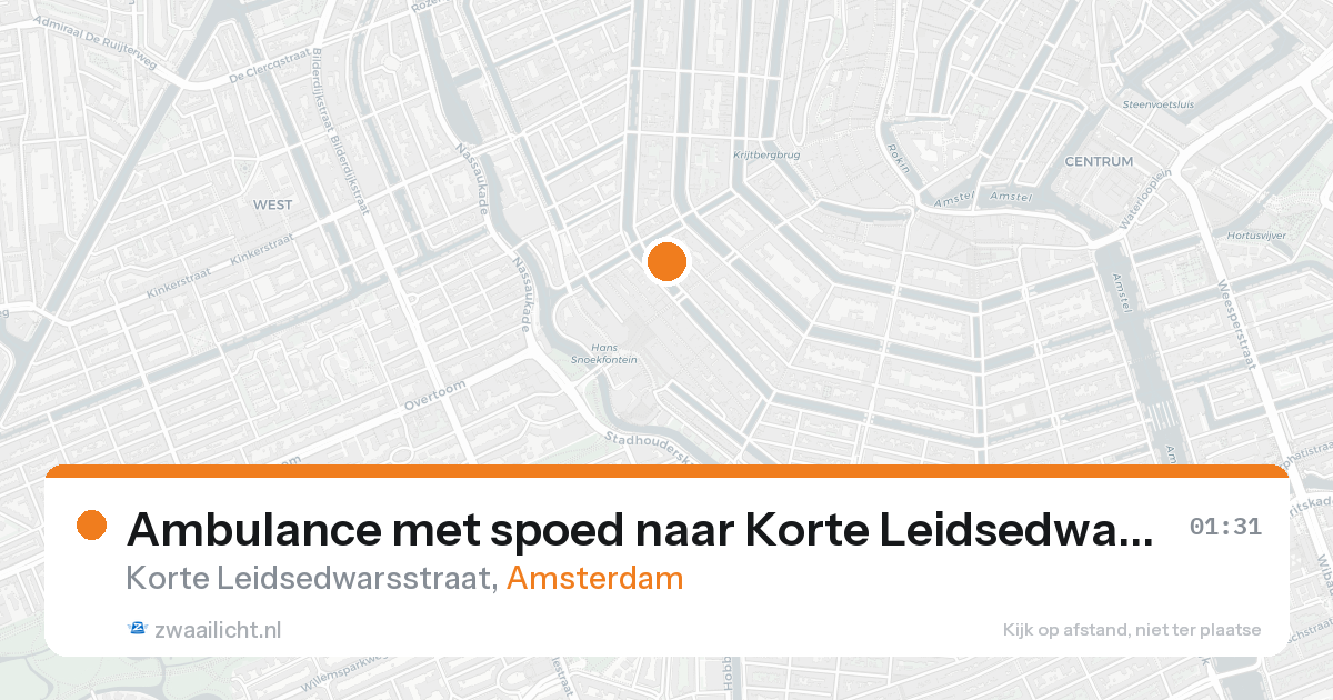 Ambulance met spoed naar Korte Leidsedwarsstraat in Amsterdam — 20 aug 2026