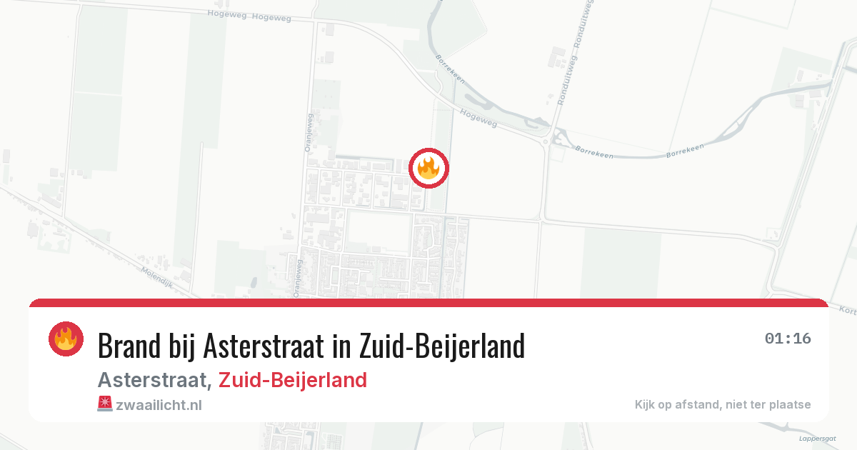Brand bij Asterstraat in Zuid-Beijerland — 15 apr 2026