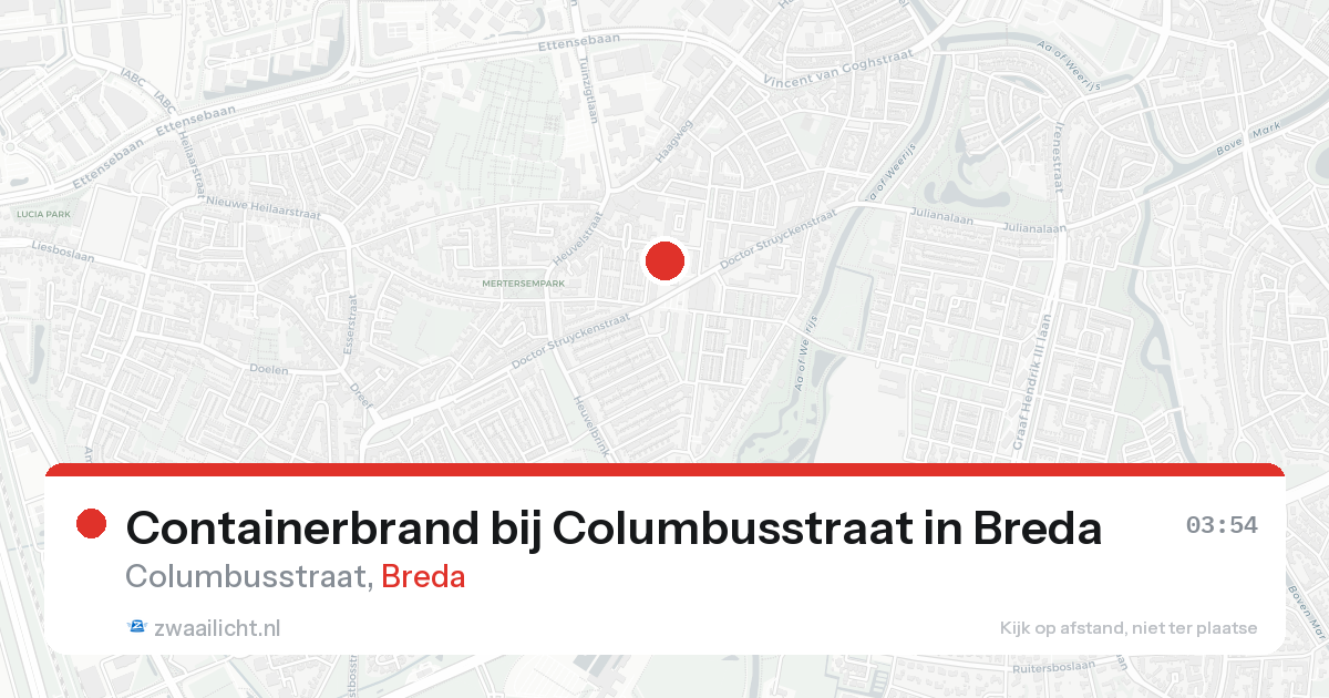 Containerbrand bij Columbusstraat in Breda — 17 aug 2026