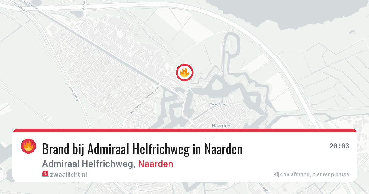 Brand bij Admiraal Helfrichweg in Naarden — 28 jun 2026