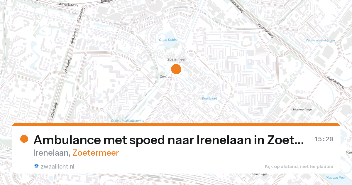 Ambulance met spoed naar Irenelaan in Zoetermeer — 28 aug 2026