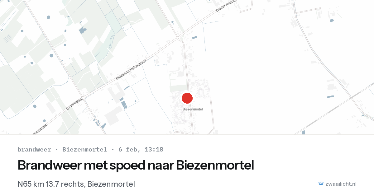 Brandweer met spoed naar Biezenmortel — 6 feb 2026 | 🚨 Zwaailicht.nl