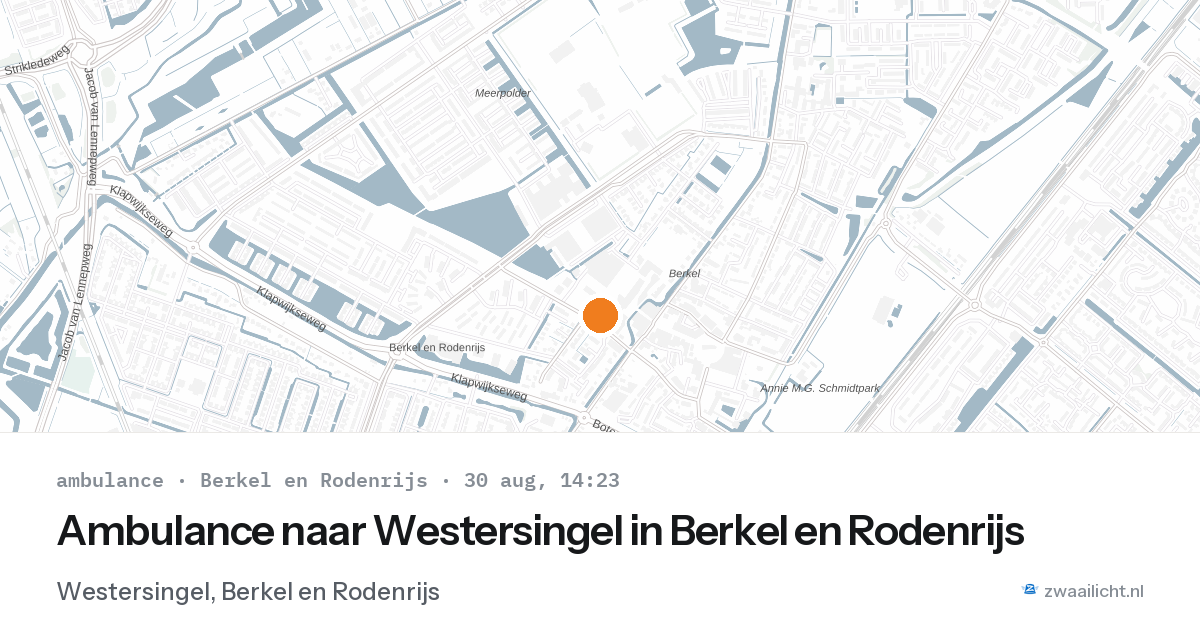 Ambulance naar Westersingel in Berkel en Rodenrijs — 30 aug 2026