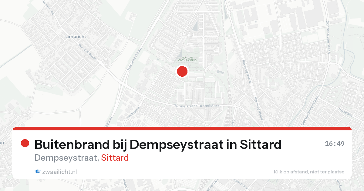Buitenbrand bij Dempseystraat in Sittard — 13 aug 2026