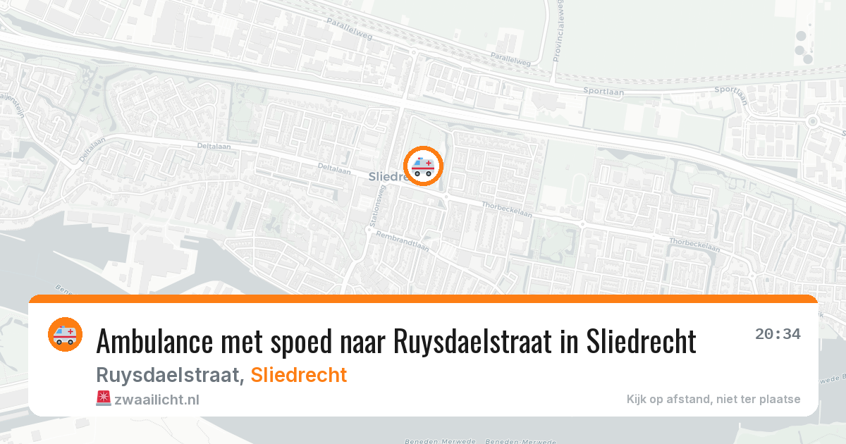 Ambulance met spoed naar Ruysdaelstraat in Sliedrecht — 14 jun 2026
