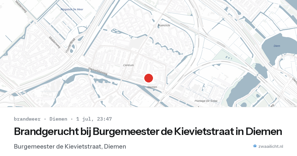 Brandgerucht bij Burgemeester de Kievietstraat in Diemen — 1 jul 2026