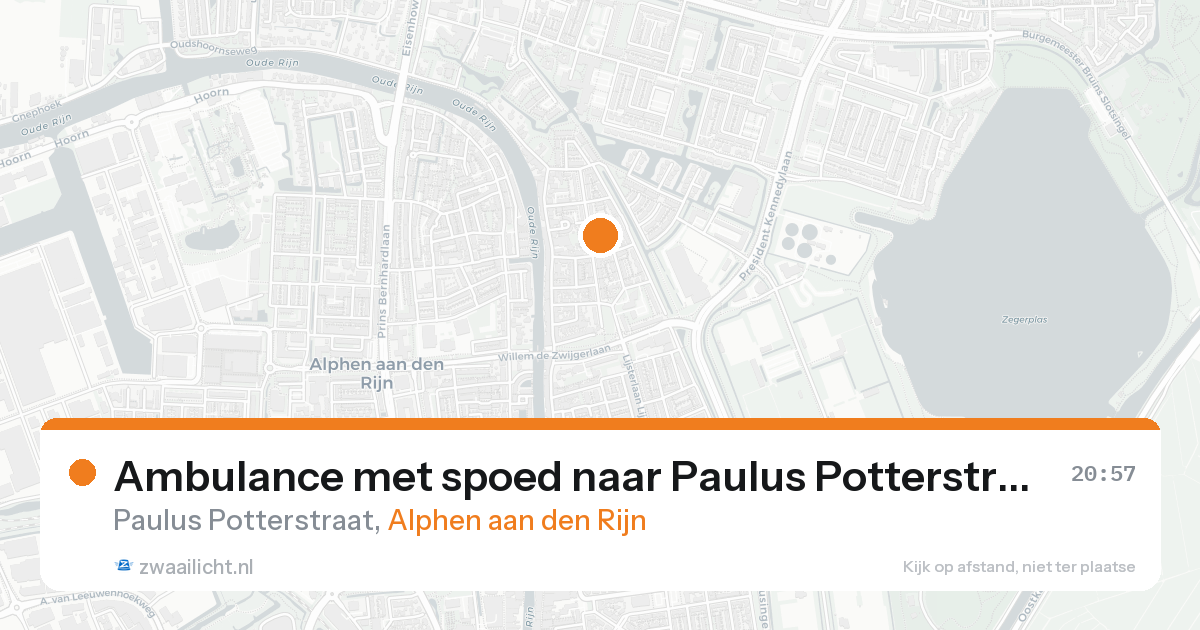 Ambulance met spoed naar Paulus Potterstraat in Alphen aan den Rijn — 20 aug 2026