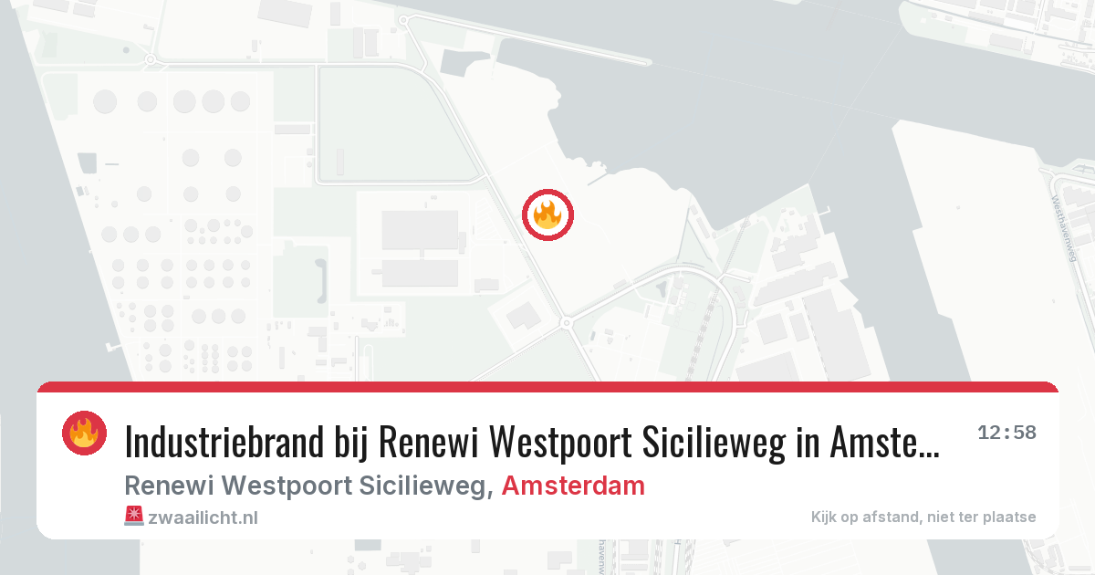Industriebrand bij Renewi Westpoort Sicilieweg in Amsterdam — 6 aug 2026