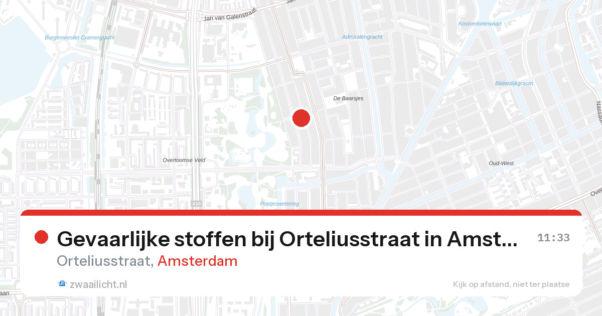 Gevaarlijke stoffen bij Orteliusstraat in Amsterdam — 24 jun 2026