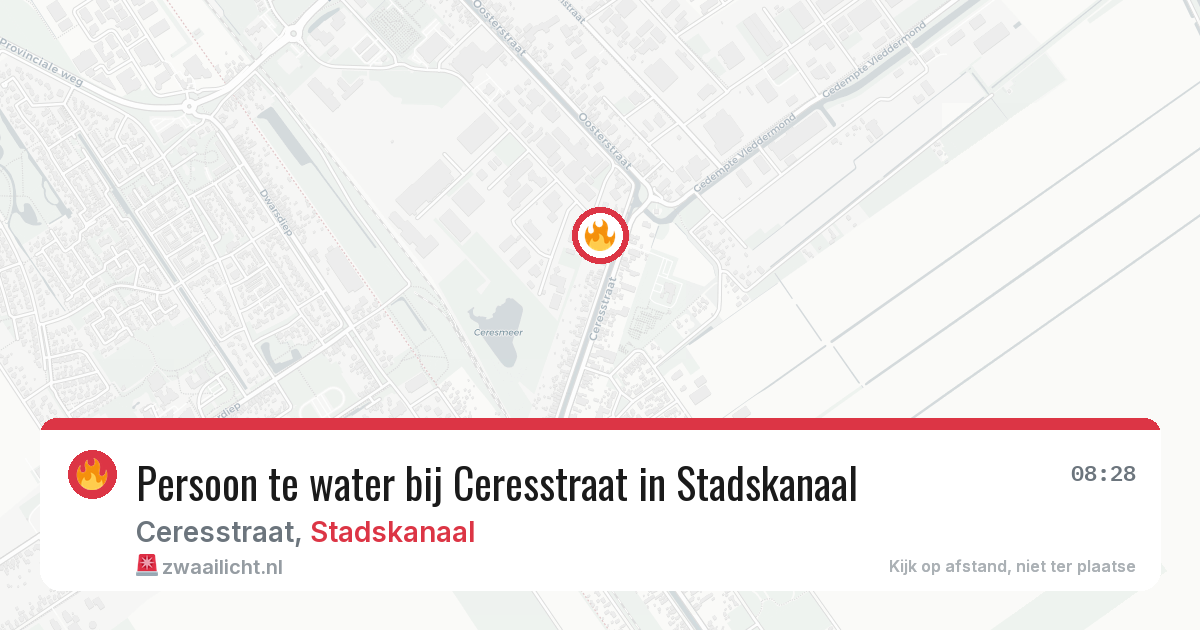 Persoon te water bij Ceresstraat in Stadskanaal — 26 apr 2026