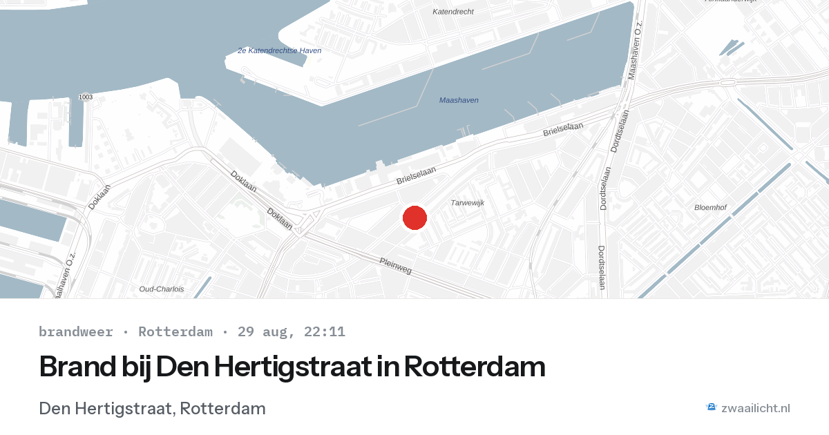 Brand bij Den Hertigstraat in Rotterdam — 29 aug 2026