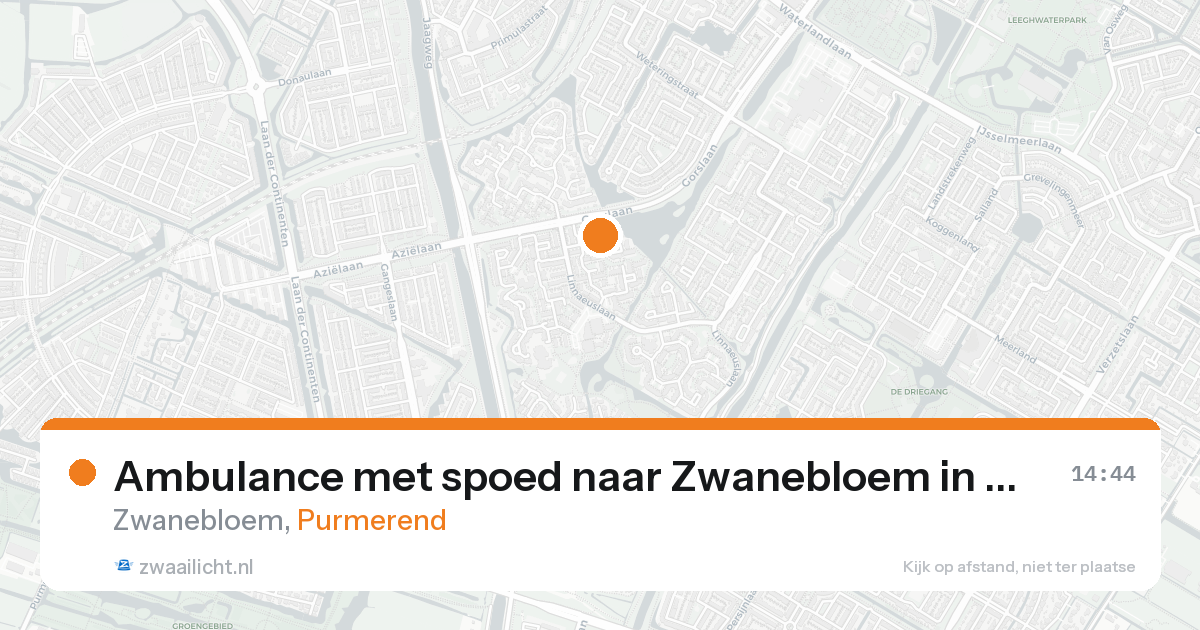 Ambulance met spoed naar Zwanebloem in Purmerend — 16 aug 2026