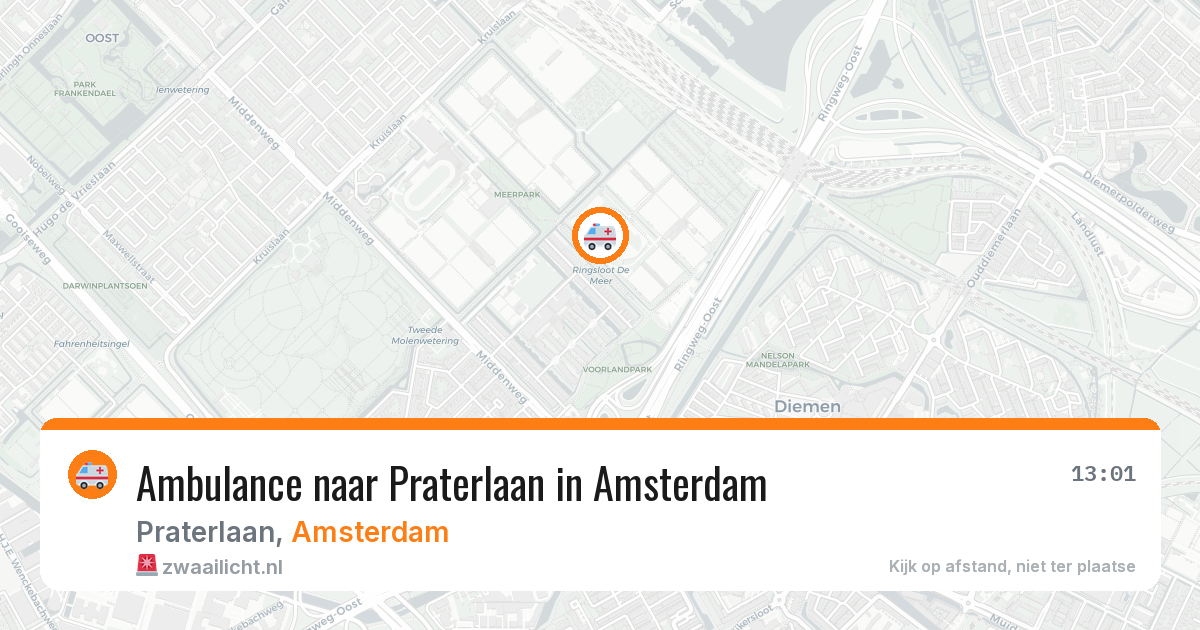 Ambulance naar Praterlaan in Amsterdam — 31 jul 2026