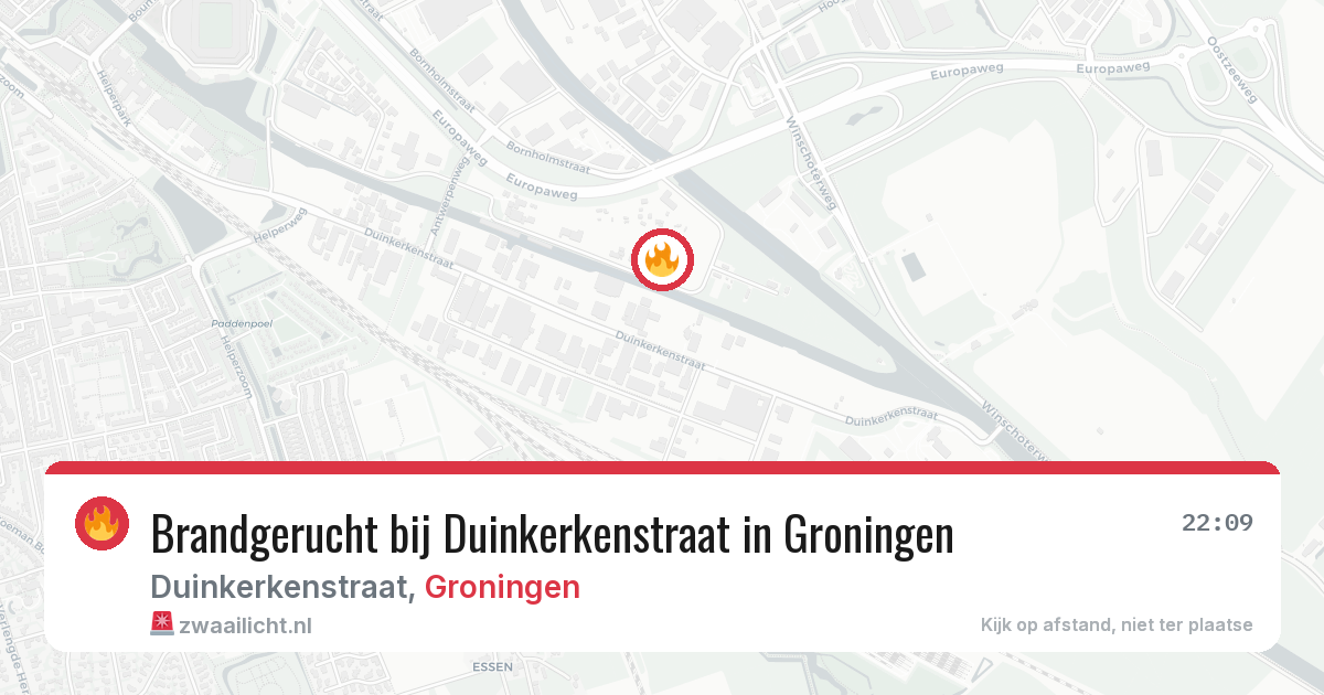 Brandgerucht bij Duinkerkenstraat in Groningen — 11 aug 2026