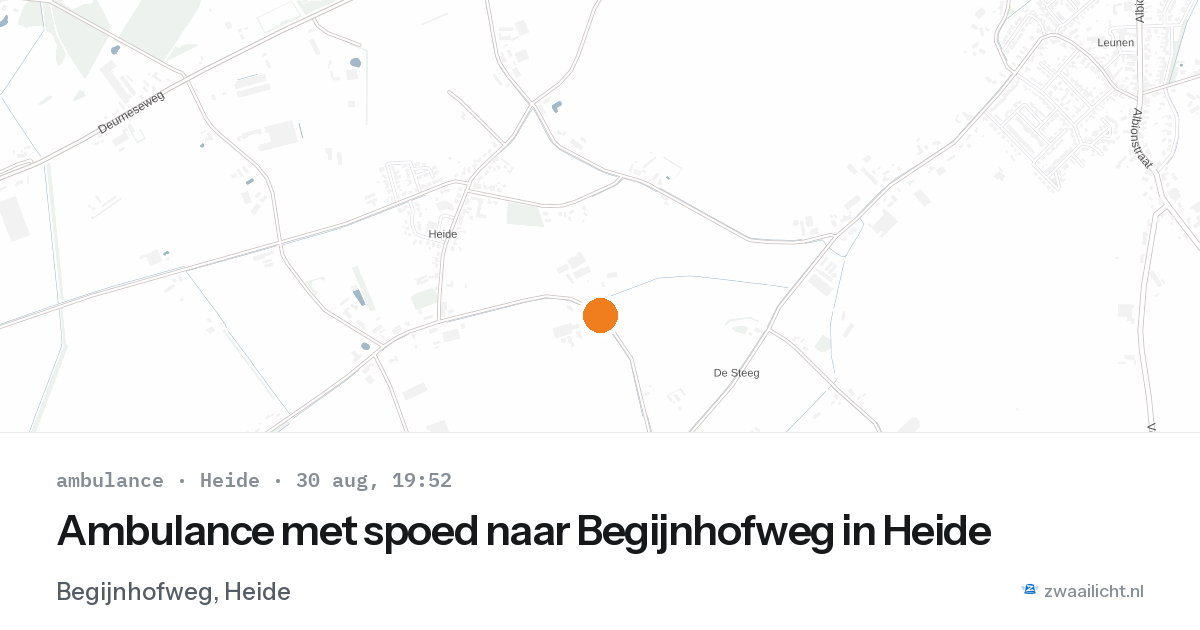 Ambulance met spoed naar Begijnhofweg in Heide — 30 aug 2026