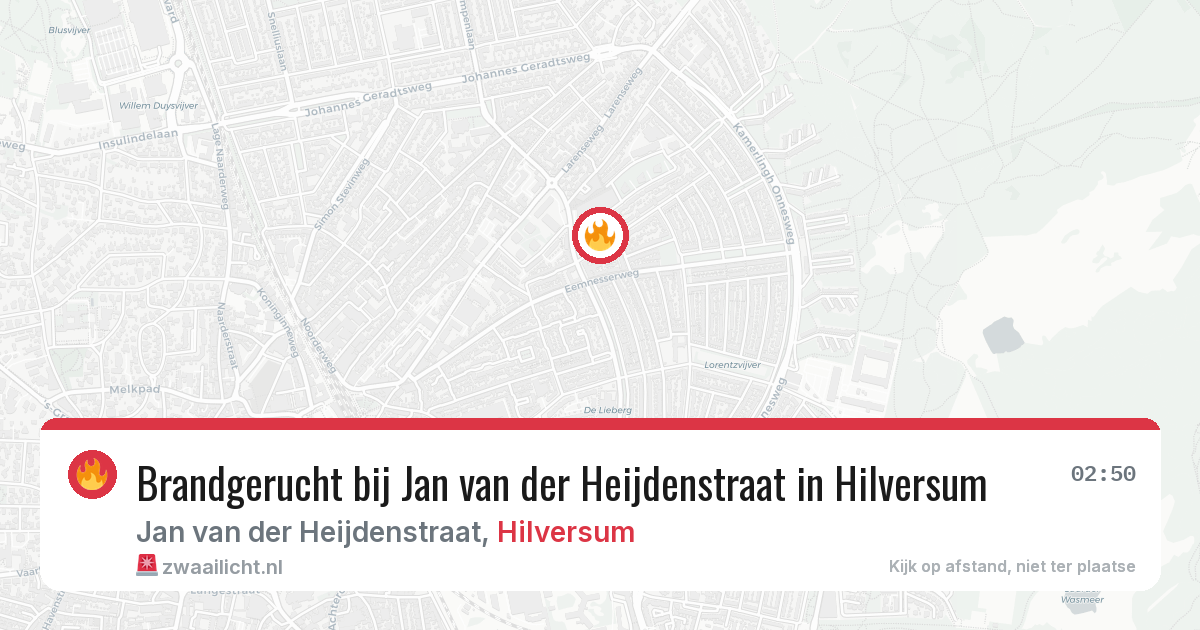 Brandgerucht bij Jan van der Heijdenstraat in Hilversum — 13 aug 2026