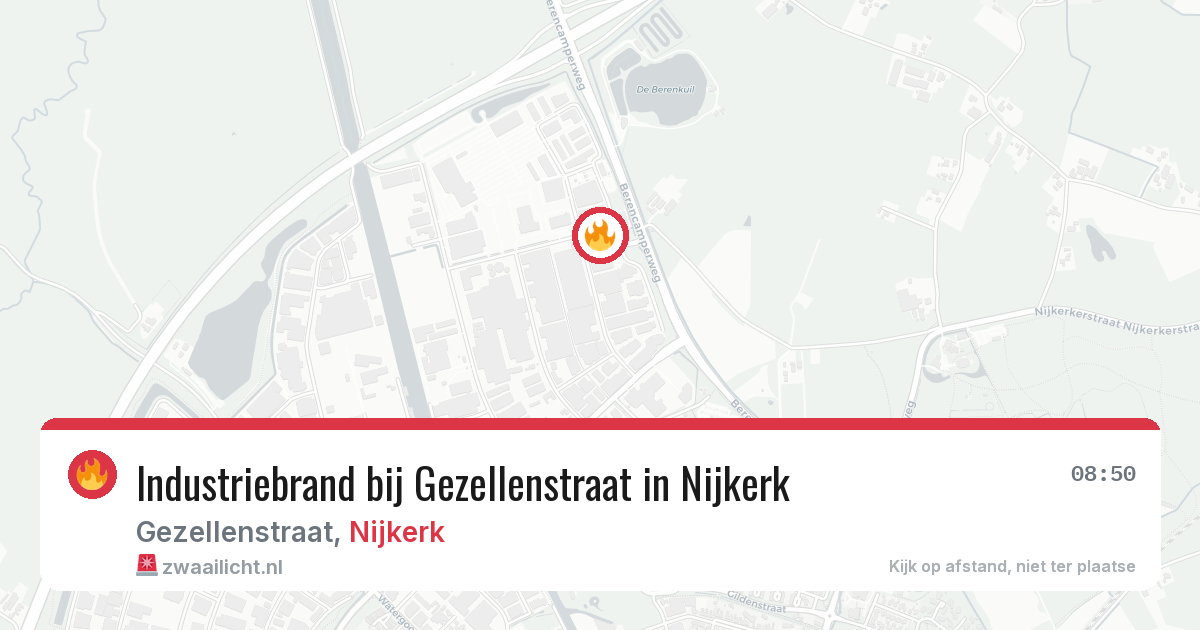 Industriebrand bij Gezellenstraat in Nijkerk — 14 jun 2026