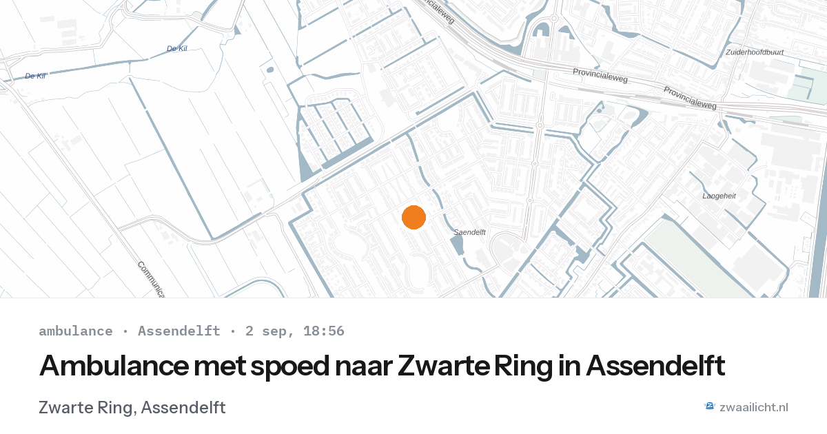 Ambulance met spoed naar Zwarte Ring in Assendelft — 2 sep 2026