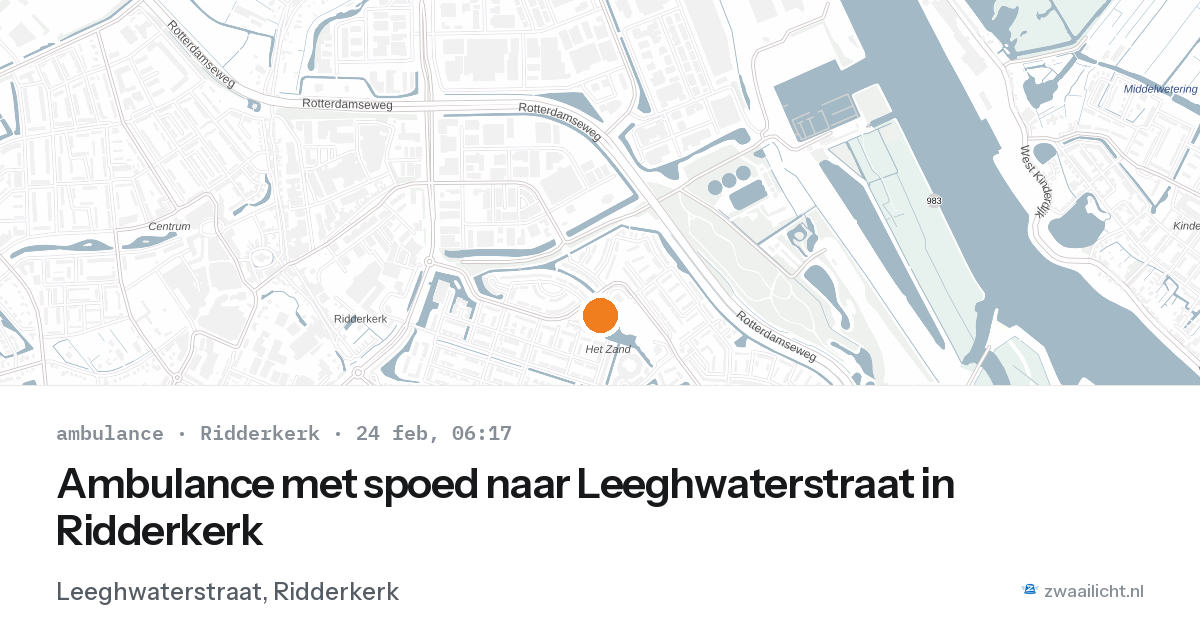 Ambulance met spoed naar Leeghwaterstraat in Ridderkerk — 24 feb 2026