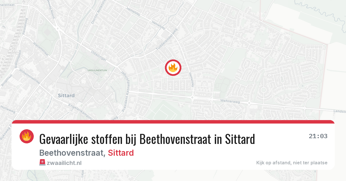 Gevaarlijke stoffen bij Beethovenstraat in Sittard — 3 jun 2026