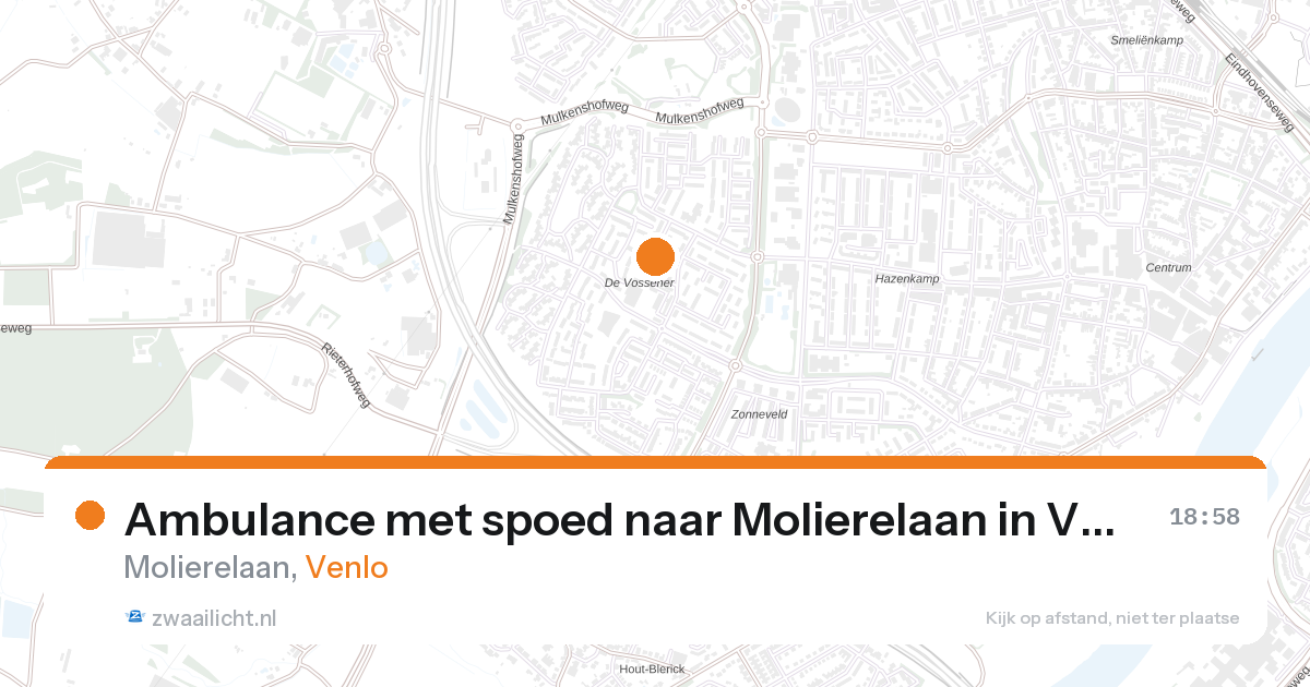 Ambulance met spoed naar Molierelaan in Venlo — 16 aug 2026