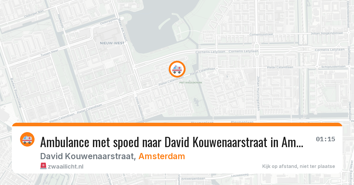 Ambulance met spoed naar David Kouwenaarstraat in Amsterdam — 17 mei 2026