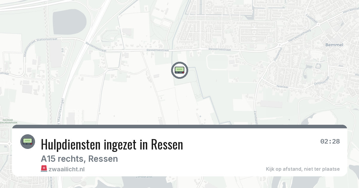 Hulpdiensten ingezet in Ressen — 18 apr 2026 | 🚨 Zwaailicht.nl