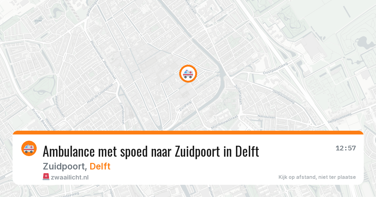 Ambulance met spoed naar Zuidpoort in Delft — 13 aug 2026