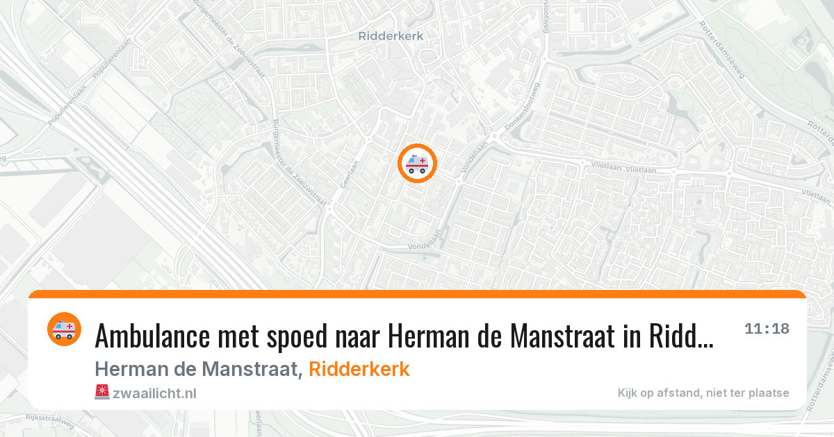Ambulance met spoed naar Herman de Manstraat in Ridderkerk — 8 mei 2026