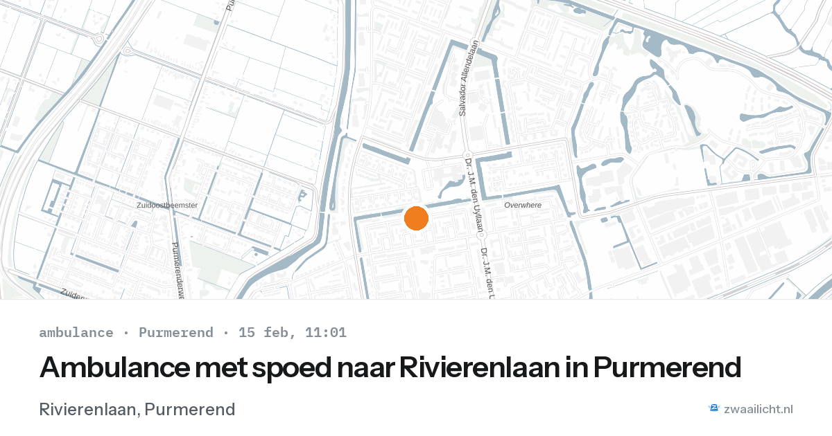 Ambulance met spoed naar Rivierenlaan in Purmerend — 15 feb 2026