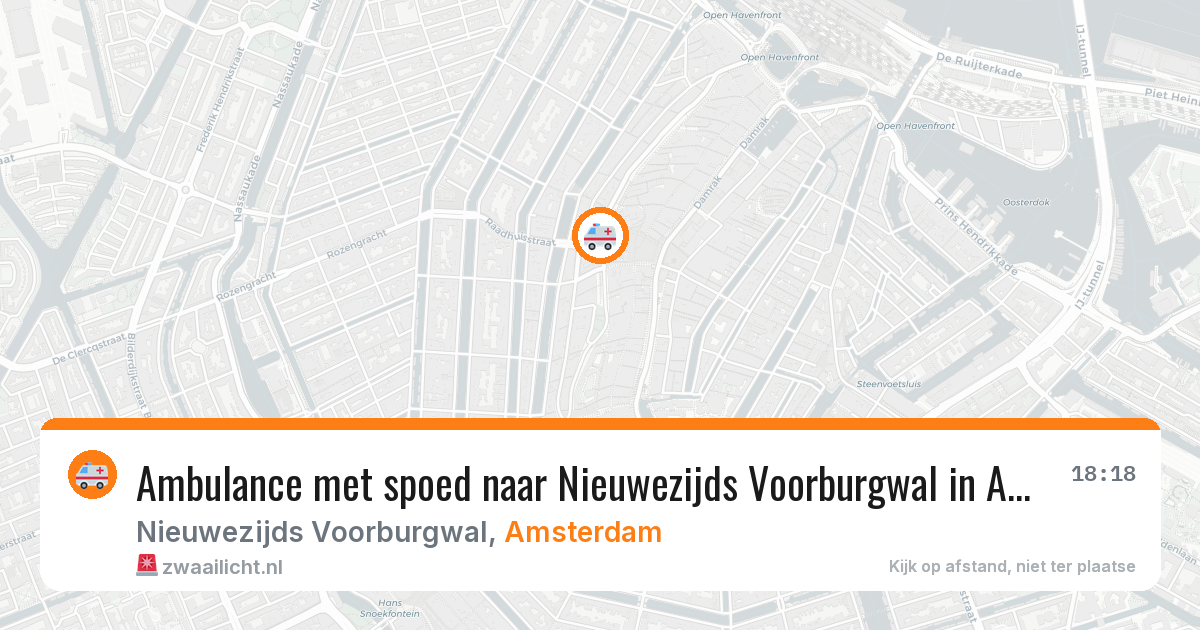 Ambulance met spoed naar Nieuwezijds Voorburgwal in Amsterdam — 22 jun 2026