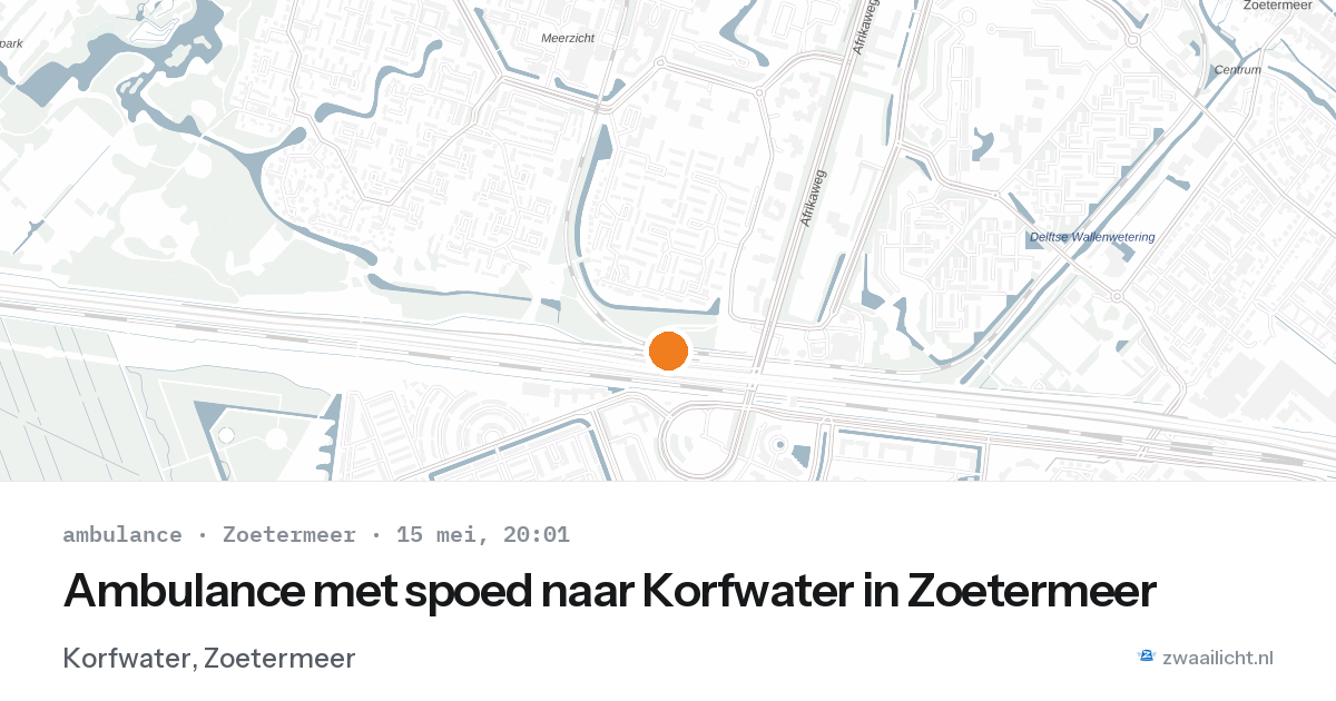 Ambulance met spoed naar Korfwater in Zoetermeer — 15 mei 2026