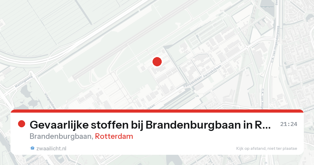 Gevaarlijke stoffen bij Brandenburgbaan in Rotterdam — 25 aug 2026