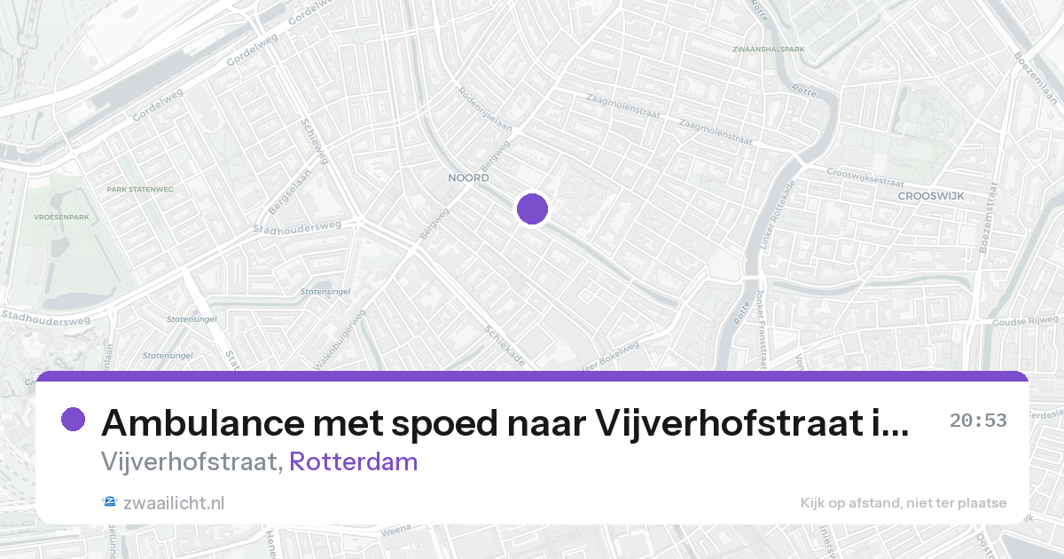 Ambulance met spoed naar Vijverhofstraat in Rotterdam — 24 aug 2026