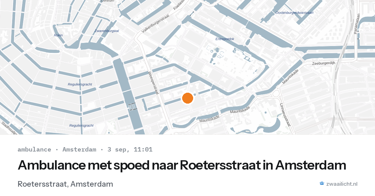 Ambulance met spoed naar Roetersstraat in Amsterdam — 3 sep 2026