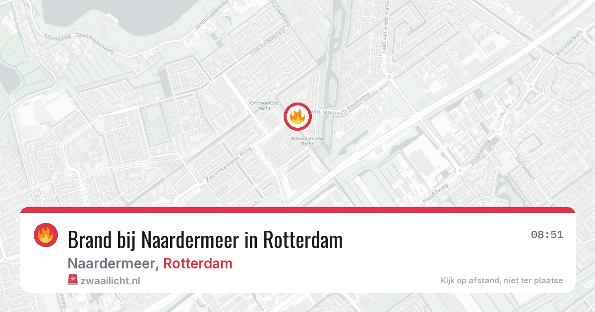 Brand bij Naardermeer in Rotterdam — 20 jul 2026