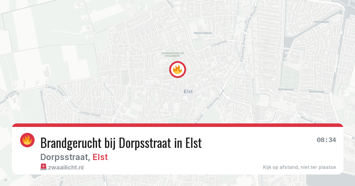 Brandgerucht bij Dorpsstraat in Elst — 4 aug 2026