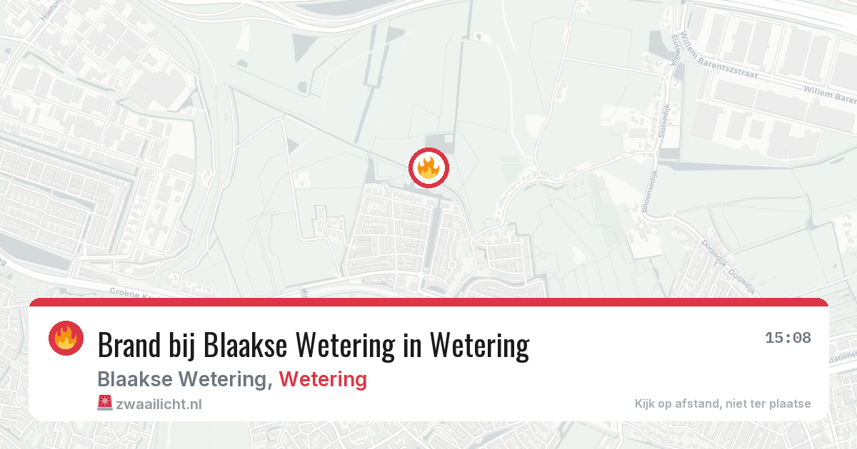 Brand bij Blaakse Wetering in Wetering — 10 aug 2026