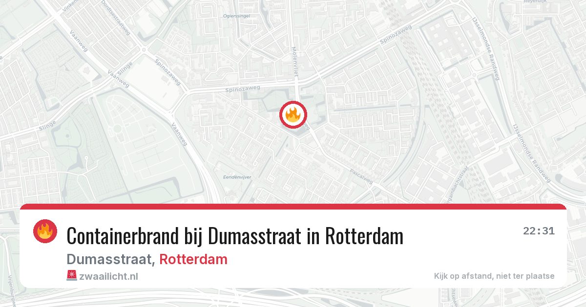 Containerbrand bij Dumasstraat in Rotterdam — 16 mei 2026